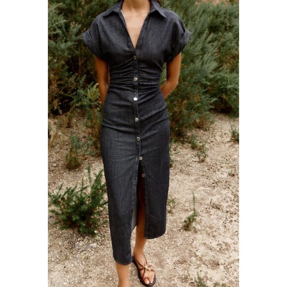 ZARA Z1975 MIDI DENIM DRESS - Picture 1 of 8